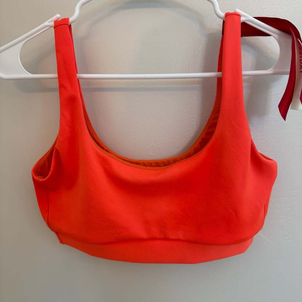 Left on Friday Double Scoop Swim Top L Orange Bikini Swimwear
